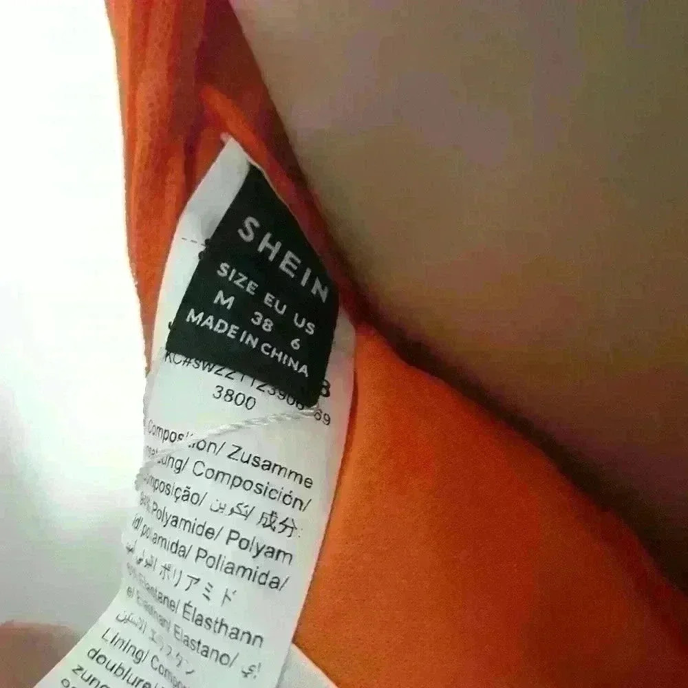 NWT Shien orange off sholder polyblend trendy halter bustier back zip sexy top M - Picture 4 of 5